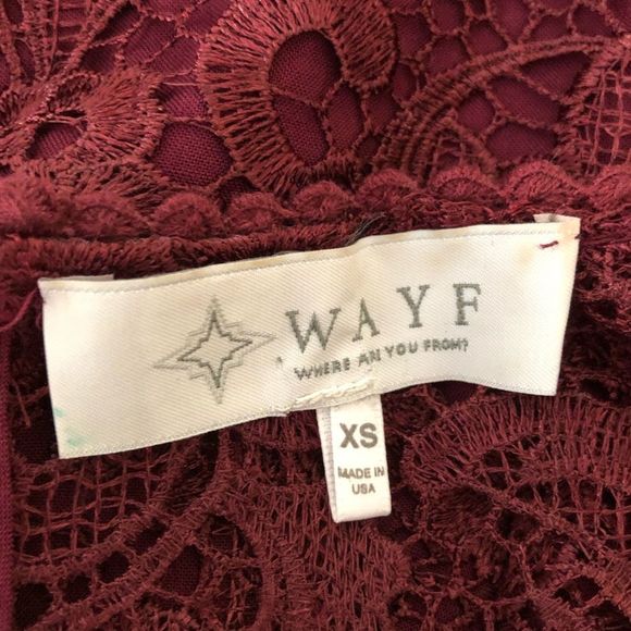 Wayf Lace Mini Dress in Burgundy Back Cutout Short Sleeves size XS Revolve - Picture 9 of 13